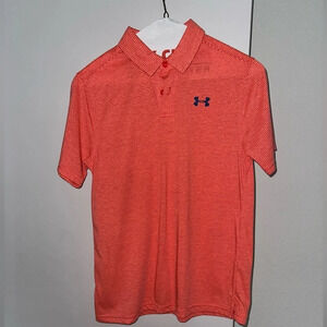 Under Armour Boys YLG Polo Orange Stripped